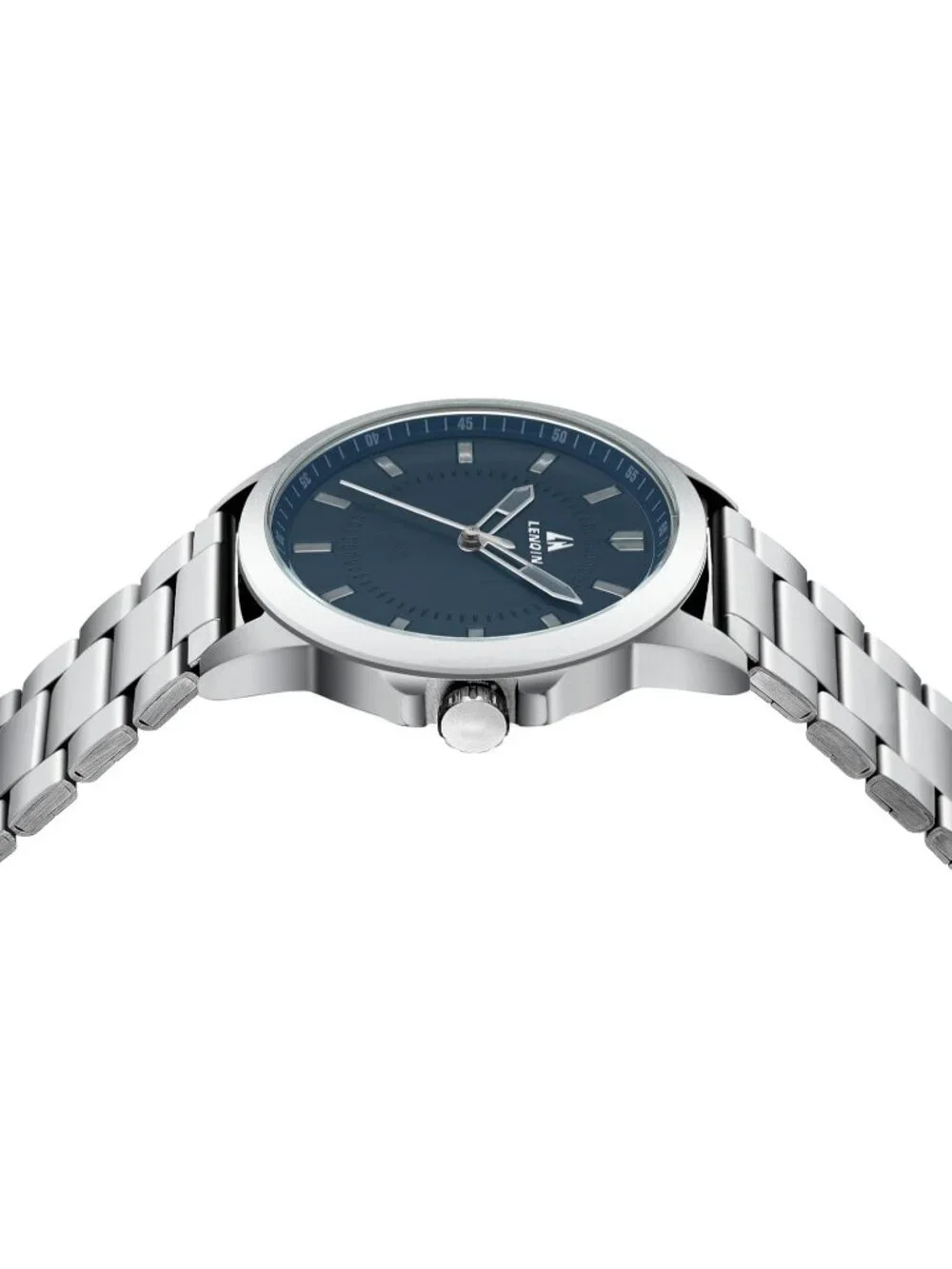 Men's Silver And Blue Classic Waterproof Stainless Analog Quartz Luxury Watch
